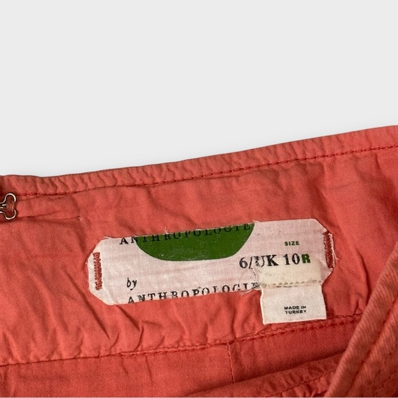 By Anthropologie Coral Cargo Utility Skirt Size 6 Flap Pockets Linen Blend‎ - Picture 4 of 6